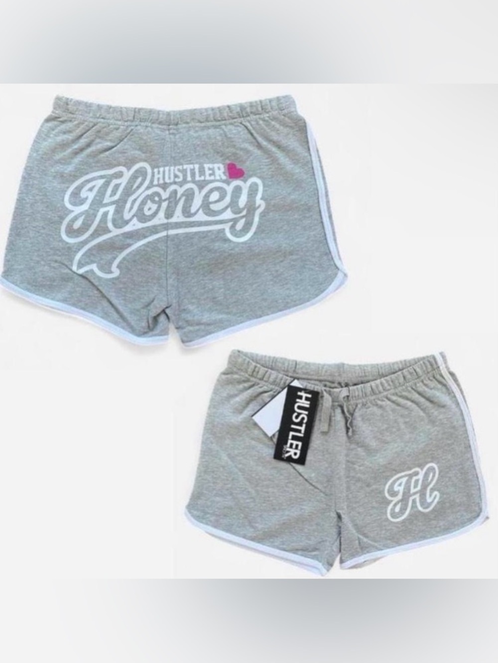 Deadstock NWT Hustler Grey & White ‘Hustler Honey’ Micro Shorts